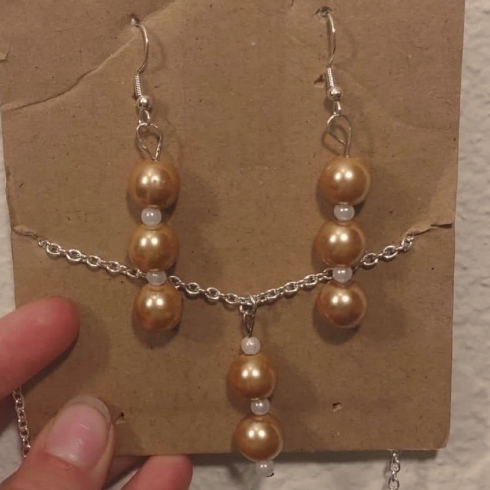 Bronzish colored pearl beaded earrings